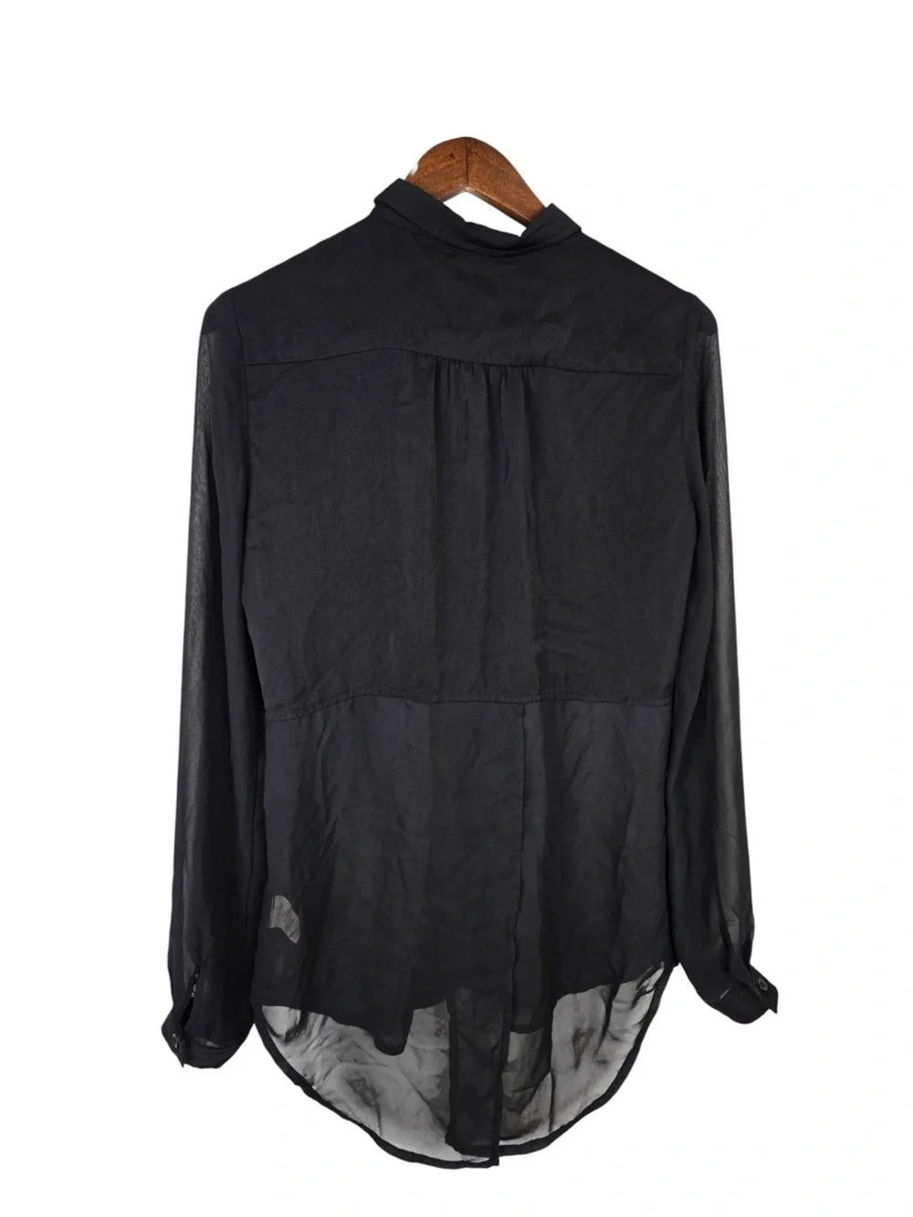 Free People Sheer Black Button Down Blouse Oversized Small